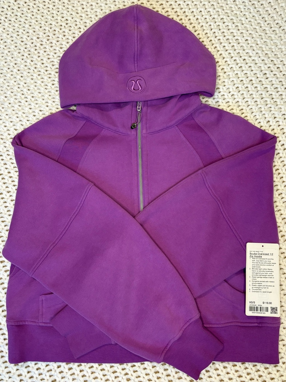 RARE! moonlit magenta scuba oversized 1/2 zip hoodie size xs/s